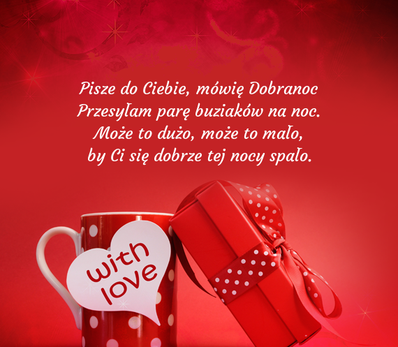 Czerwona kartka z pozdrowieniami na dobranoc
